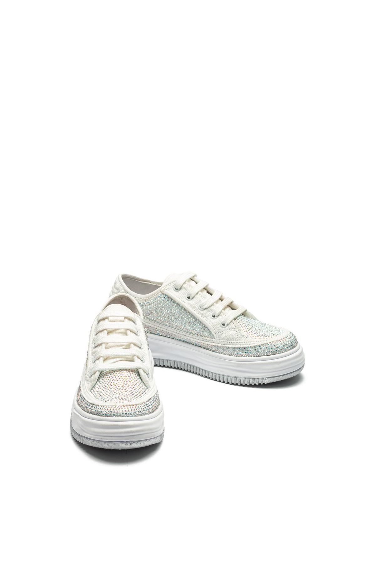 Kadın Yüksek Taban Rahat Şık Günlük Spor Ayakkabı Beyaz Renk
