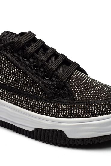 Kadın Yüksek Taban Rahat Şık Günlük Spor Ayakkabı Siyah Renk