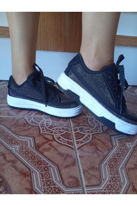 Kadın Yüksek Taban Rahat Şık Günlük Spor Ayakkabı Siyah Renk