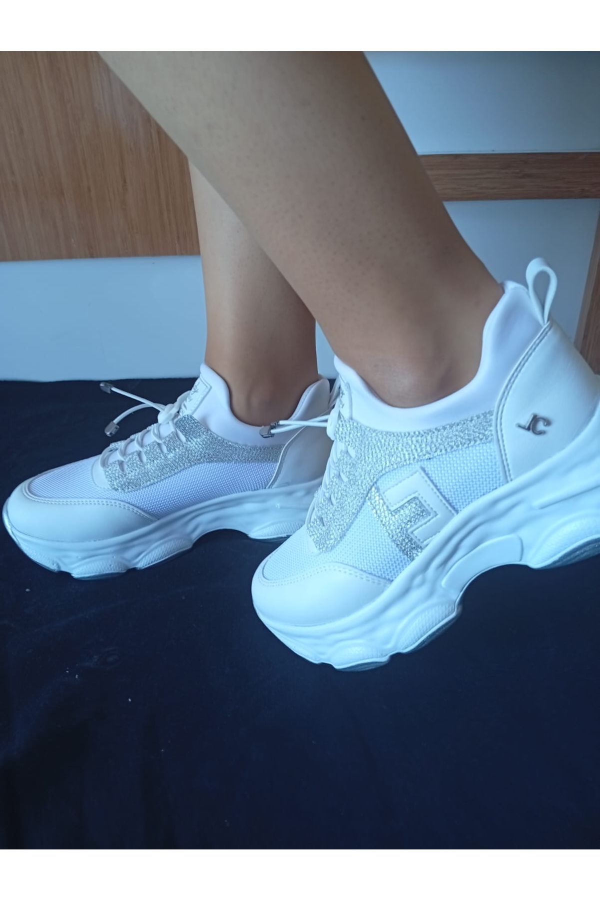 Kadın Yüksek Taban Rahat Şık Günlük Spor Ayakkabı Beyaz Renk