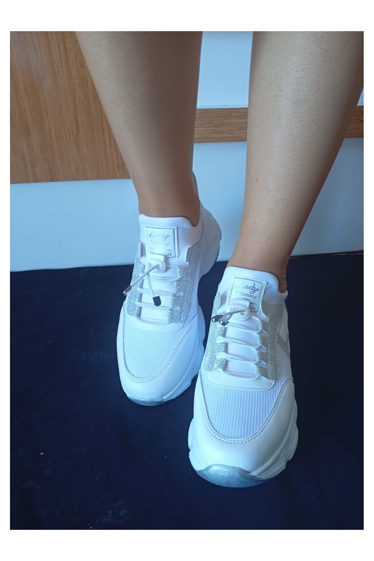 Kadın Yüksek Taban Rahat Şık Günlük Spor Ayakkabı Beyaz Renk