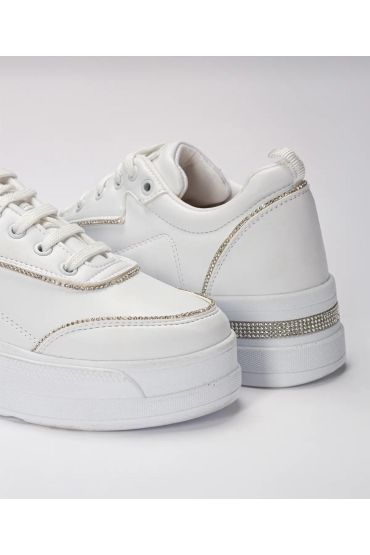 Kadın Yüksek Taban Rahat Şık Günlük Spor Ayakkabı Beyaz Renk