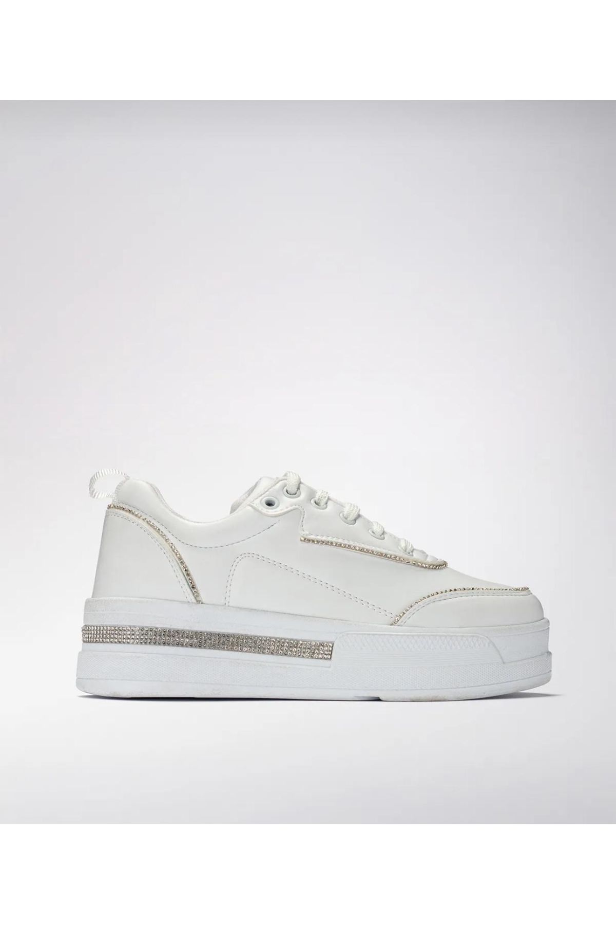 Kadın Yüksek Taban Rahat Şık Günlük Spor Ayakkabı Beyaz Renk