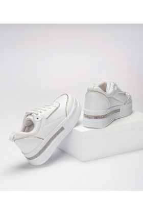 Kadın Yüksek Taban Rahat Şık Günlük Spor Ayakkabı Beyaz Renk