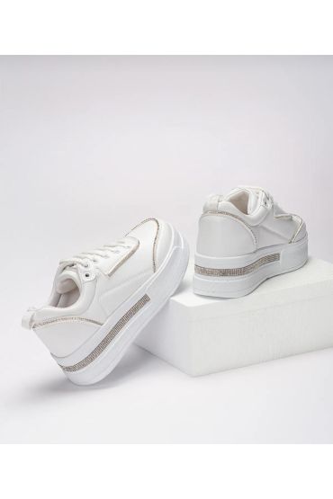 Kadın Yüksek Taban Rahat Şık Günlük Spor Ayakkabı Beyaz Renk