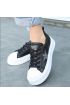 Piata Siyah Cilt Beyaz Tabanlı Bağcıklı Spor Ayakkabı
