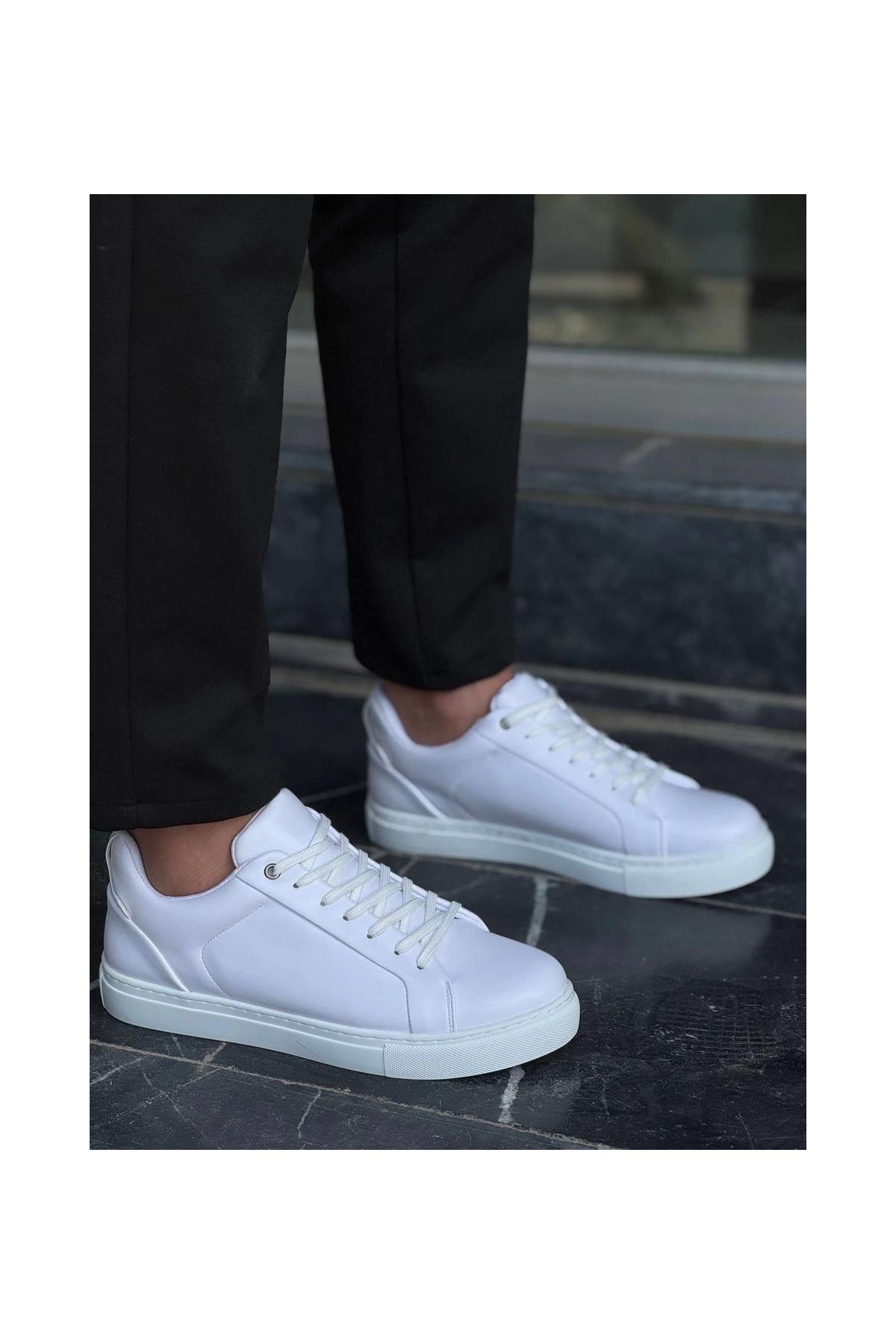 KB-BX1   Beyaz Cilt Yüksek Beyaz Taban Günlük Erkek Ayakkabı