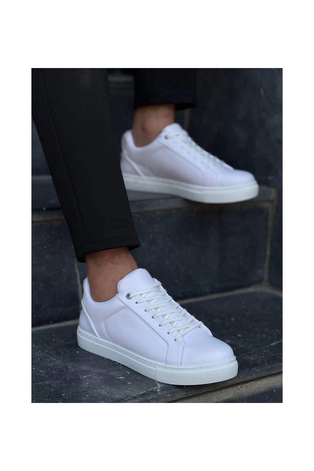 KB-BX1   Beyaz Cilt Yüksek Beyaz Taban Günlük Erkek Ayakkabı