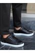 KB-BX1   Siyah Cilt Yüksek Beyaz Taban Günlük Erkek Ayakkabı
