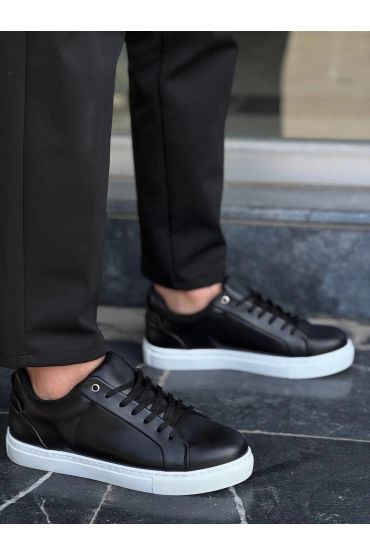 KB-BX1   Siyah Cilt Yüksek Beyaz Taban Günlük Erkek Ayakkabı