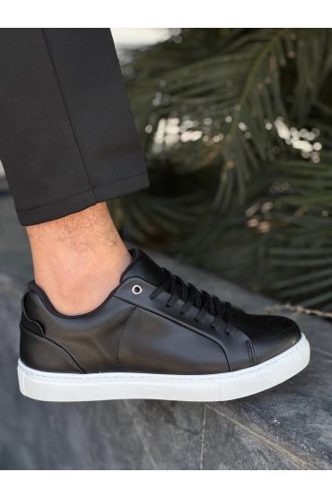 KB-BX1   Siyah Cilt Yüksek Beyaz Taban Günlük Erkek Ayakkabı