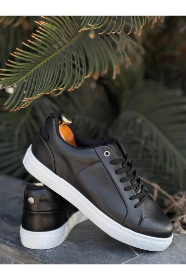 KB-BX1   Siyah Cilt Yüksek Beyaz Taban Günlük Erkek Ayakkabı