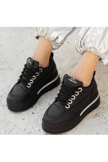 Lulu Siyah Cilt Bağcıklı Spor Ayakkabı