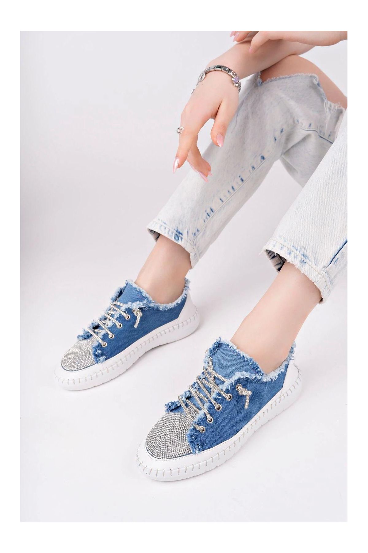 Enber Mavi Kot Bağcıklı Spor Ayakkabı