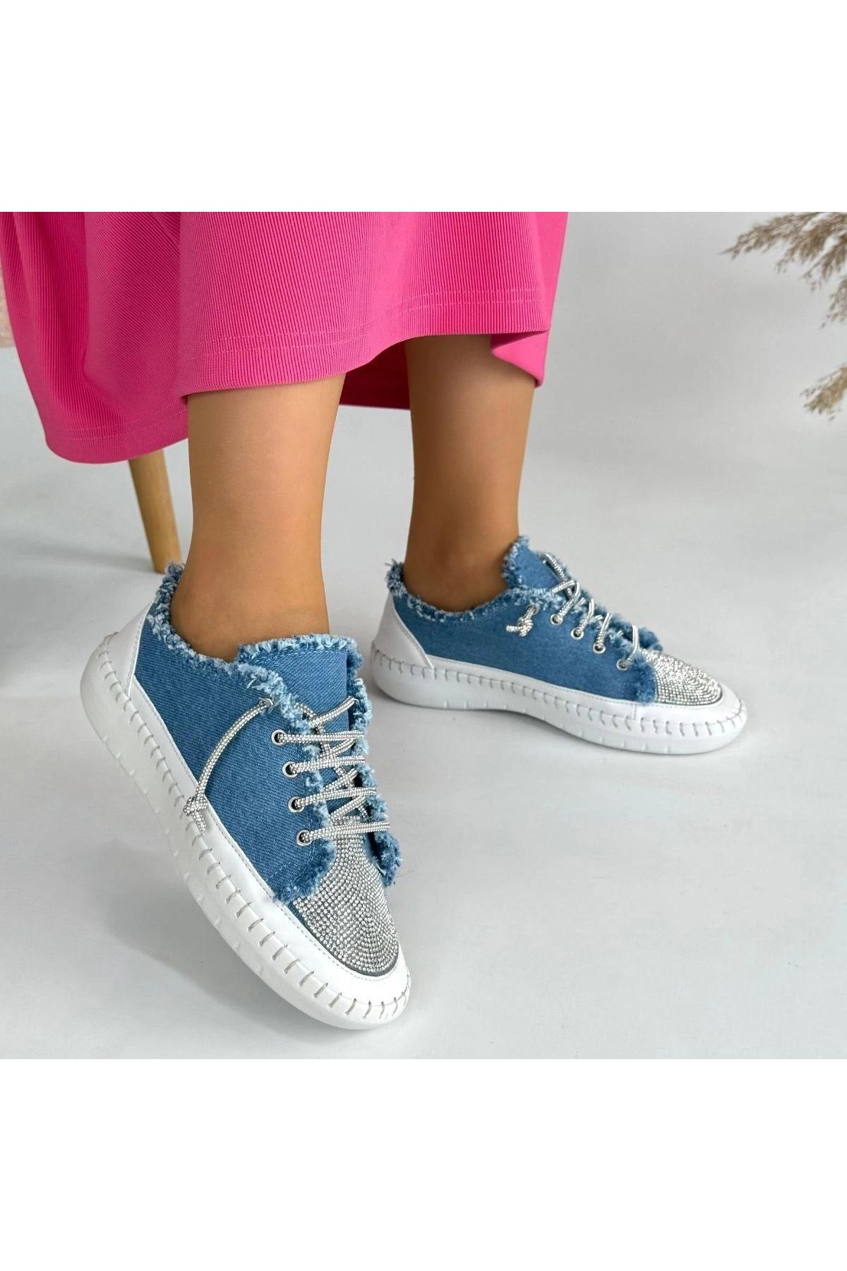 Enber Mavi Kot Bağcıklı Spor Ayakkabı