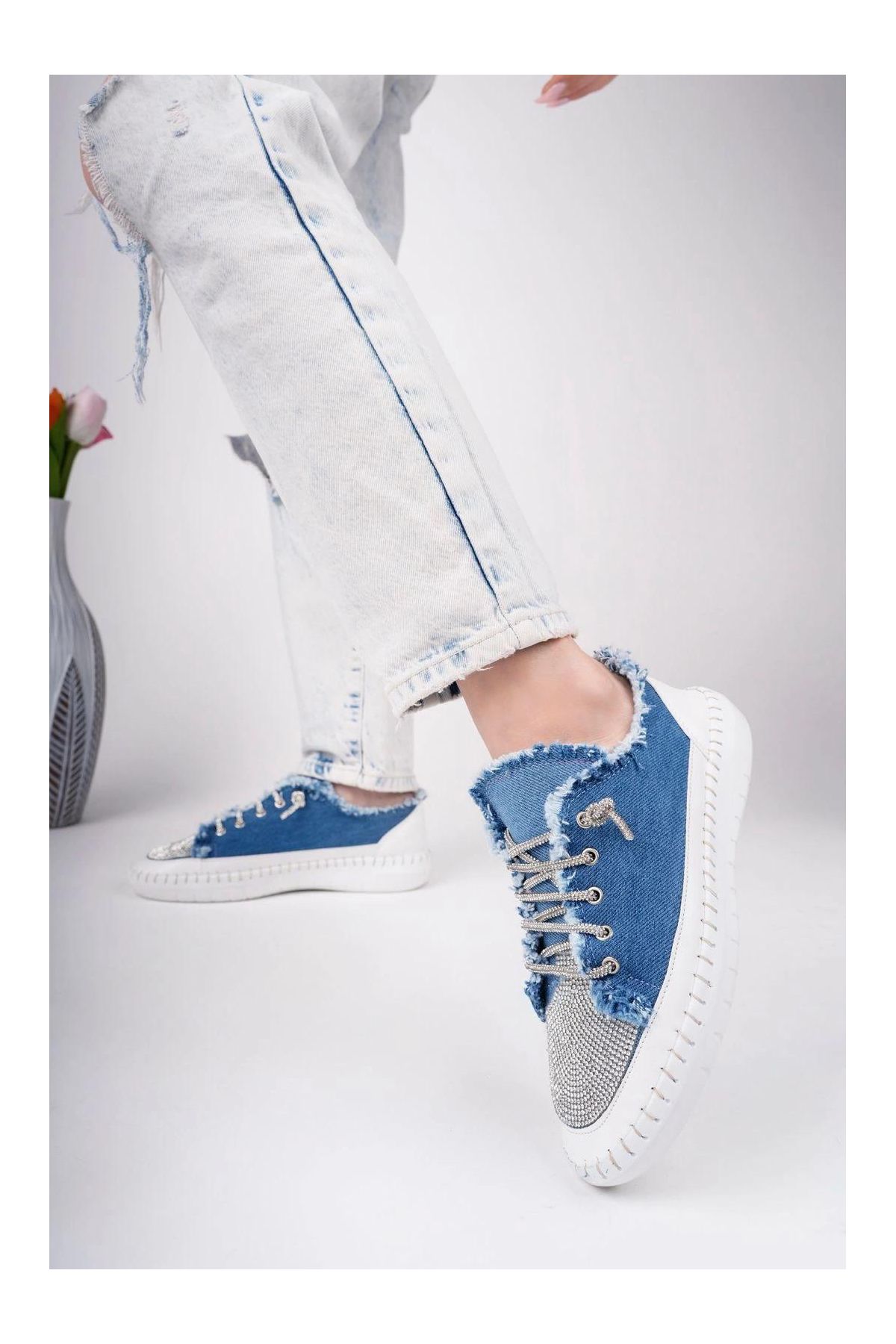 Enber Mavi Kot Bağcıklı Spor Ayakkabı