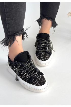 Guji Siyah Kot Bağcıklı Spor Ayakkabı