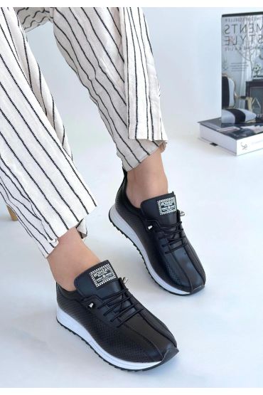Fiert Siyah Cilt Bağcıklı Spor Ayakkabı