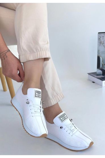 Fiert Beyaz Cilt Bağcıklı Spor Ayakkabı