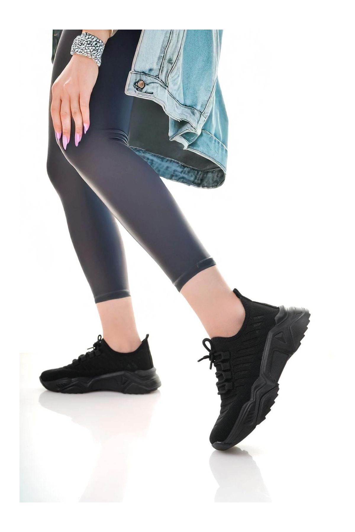 Ante Siyah Triko Bağcıklı Spor Ayakkabı