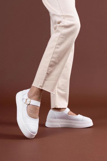 Lunni Beyaz Keten Spor Ayakkabı