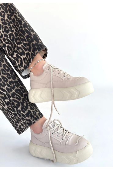 Emwa Bej Cilt Bağcıklı Spor Ayakkabı