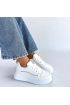 Natte Beyaz Cilt Bağcıklı Spor Ayakkabı