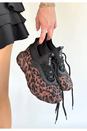 Rimay Kahverengi Cilt Boncuk İşlemeli Spor Ayakkabı