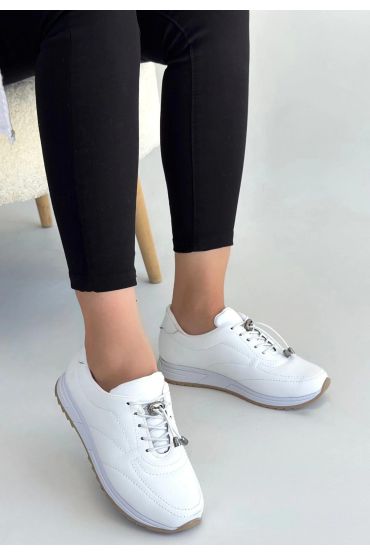Finna Beyaz Cilt Bağcıklı Spor Ayakkabı