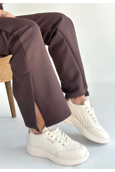 Yejja Bej Cilt Bağcıklı Spor Ayakkabı