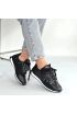 Ranu Siyah Cilt Paraşüt Detaylı Bağcıklı Spor Ayakkabı