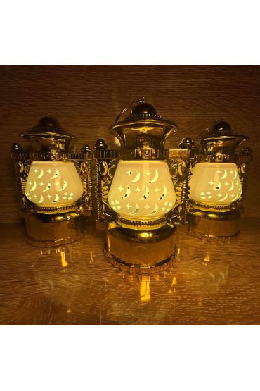 Ramazan Kandili Seti 12 li Adet - 16 Cm Dekoratif LED Aydınlatma