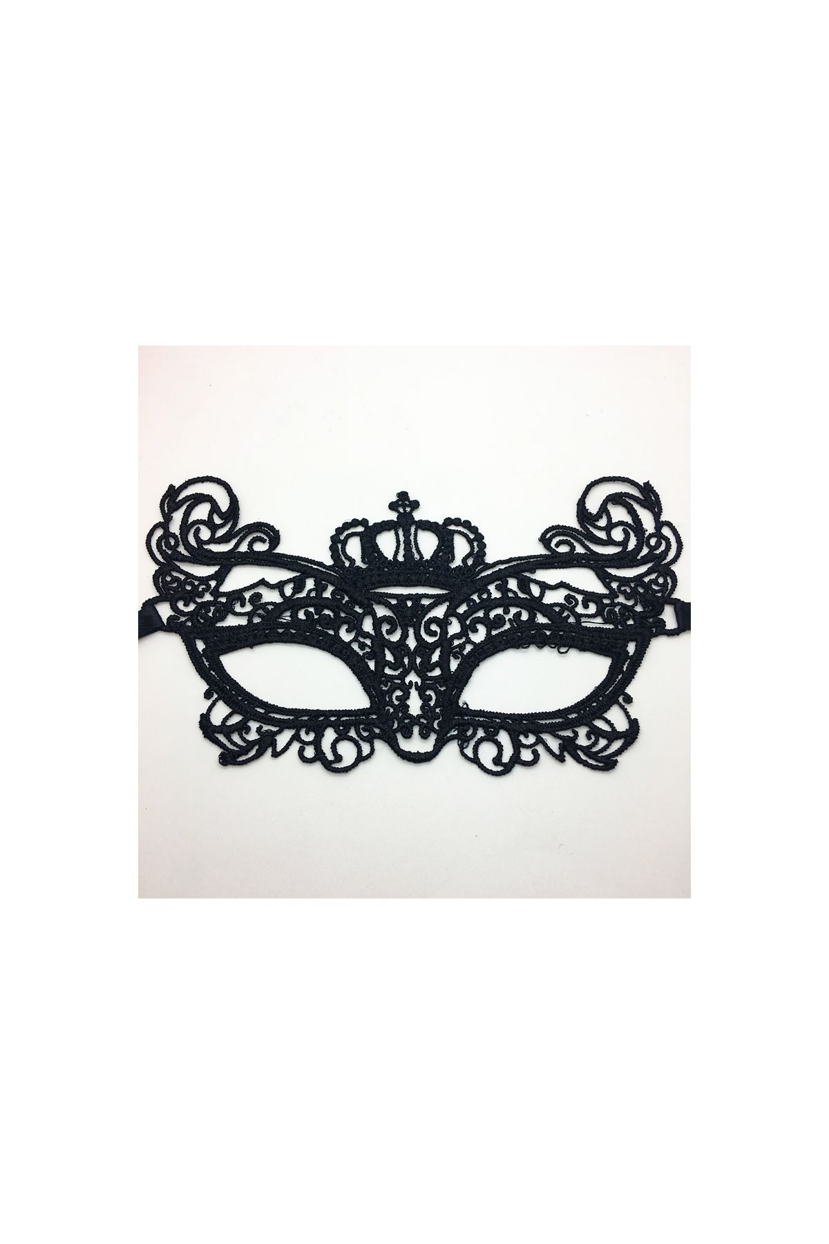 Siyah Renk Dantel Kesim Dantel İşlemeli B Parti Maskesi 9 No