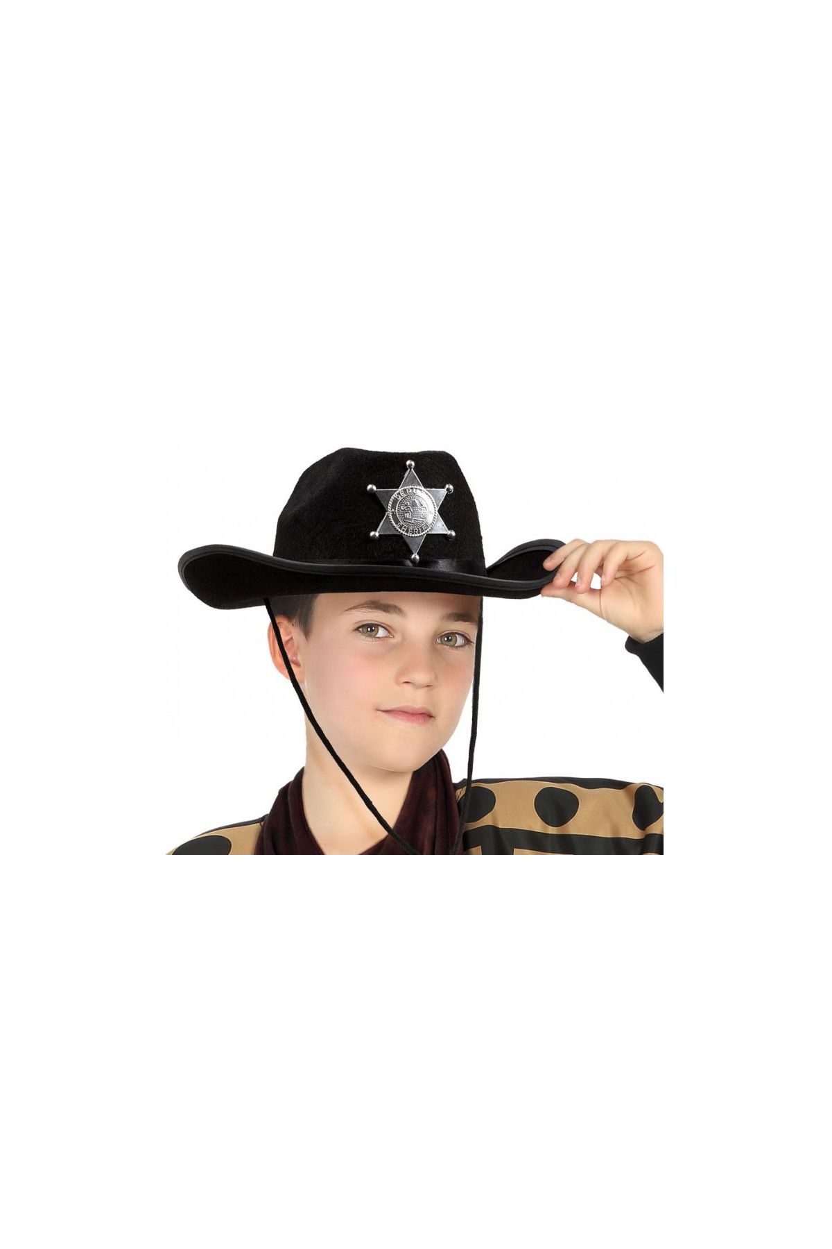 Çocuk Kovboy Şapkası Sheriff Şapkası Siyah Renk
