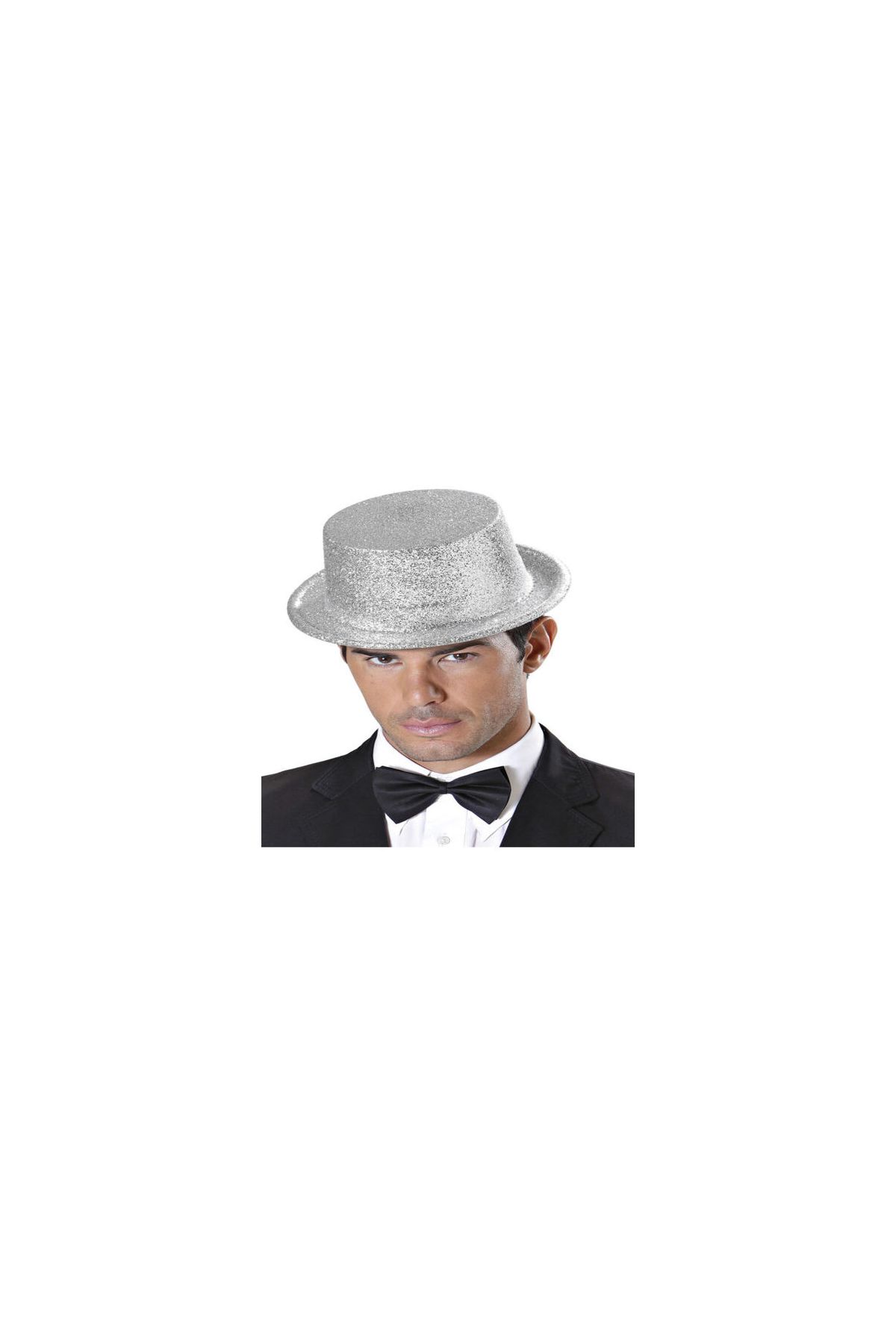 Gümüş Renk Uzun Plastik Simli Parti Şapkası