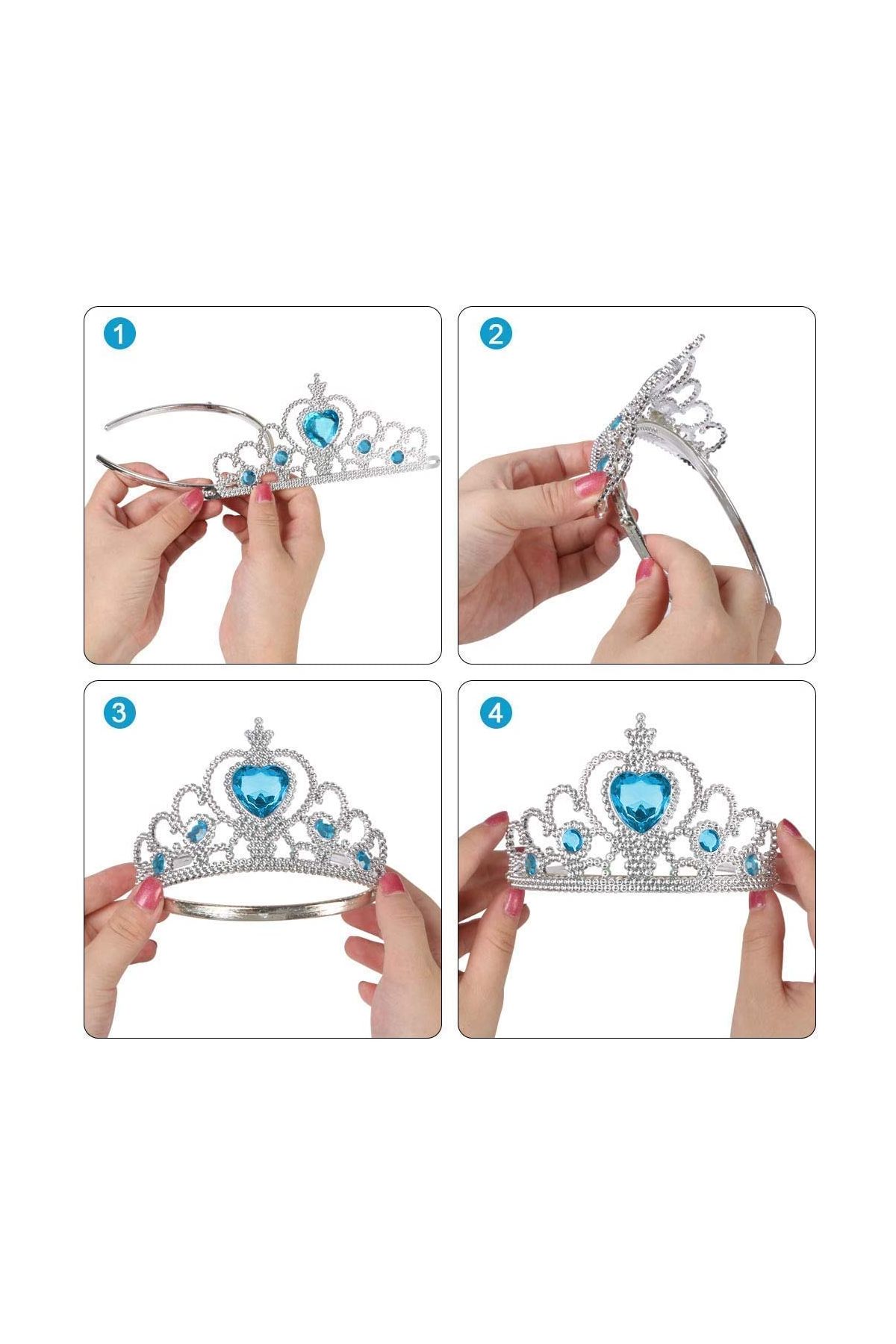 Karlar Ülkesi Mavi Kalpli Taşlı Elsa Tacı