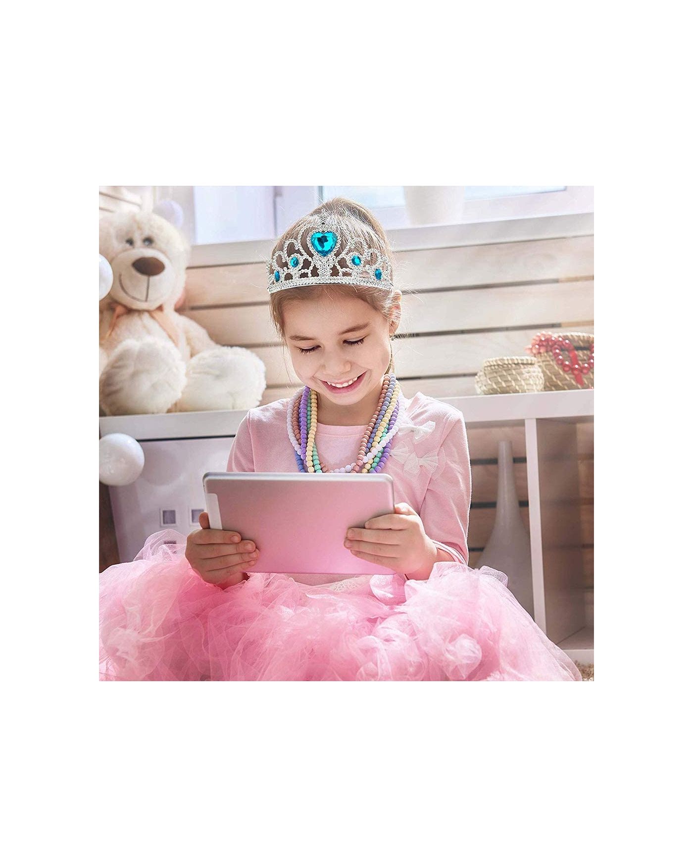 Karlar Ülkesi Mavi Kalpli Taşlı Elsa Tacı