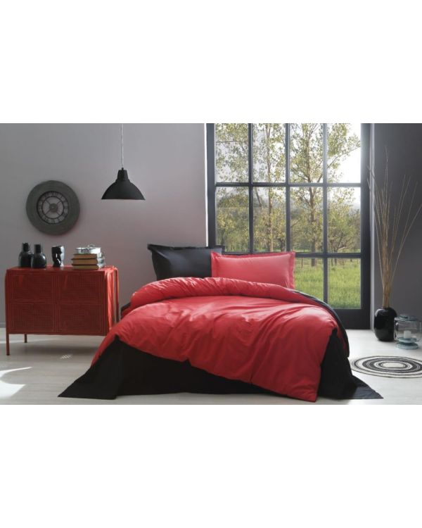 Özdilek Çift Kişilik Ranforce Nev Takımı Colormix Kırmızı Siyah