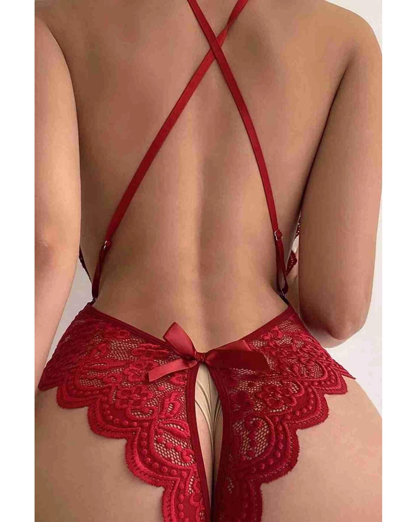 Özel Bölgesi Açık Dantelli  Fantazi Babydoll