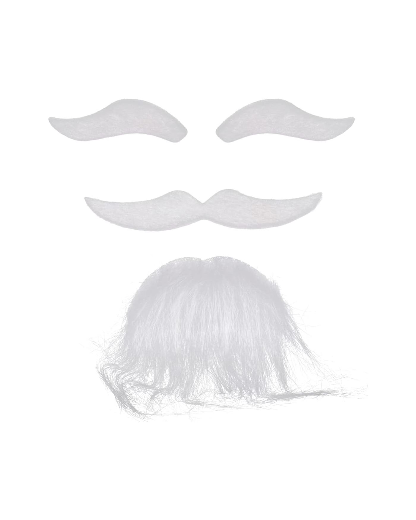 Beyaz Renk Kendinden Yapışkanlı Takma Sakal Bıyık ve Kaş Seti