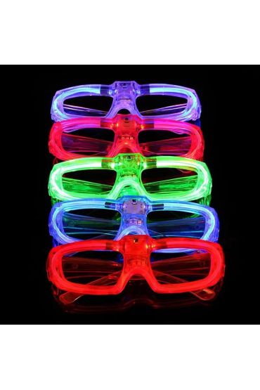 LED Işıklı Glow Pilli Parti Gözlüğü - Glow Efektli 6 Adet 5 Renk