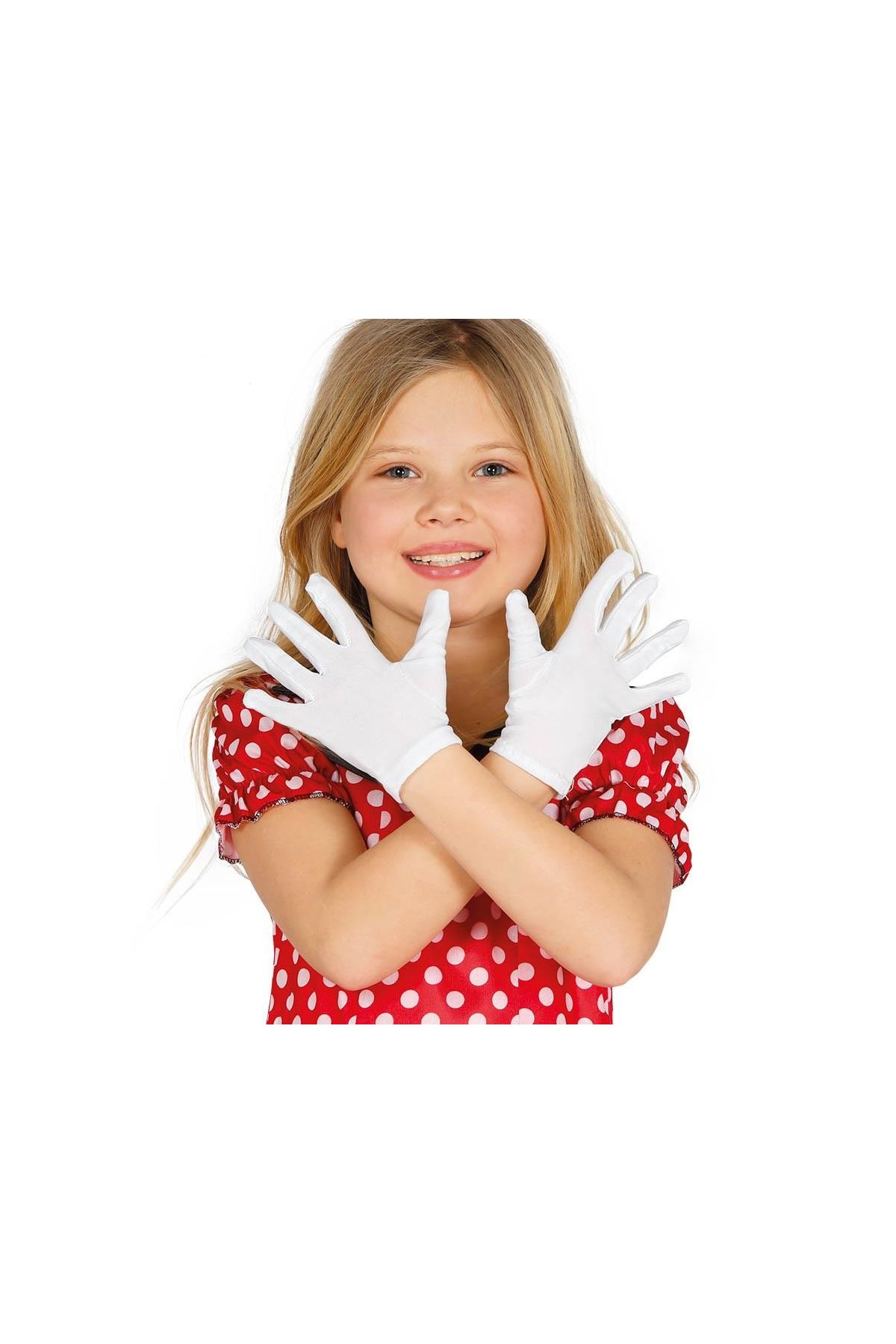 Beyaz Renk Çocuk Boy Likralı Pandomim Eldiveni
