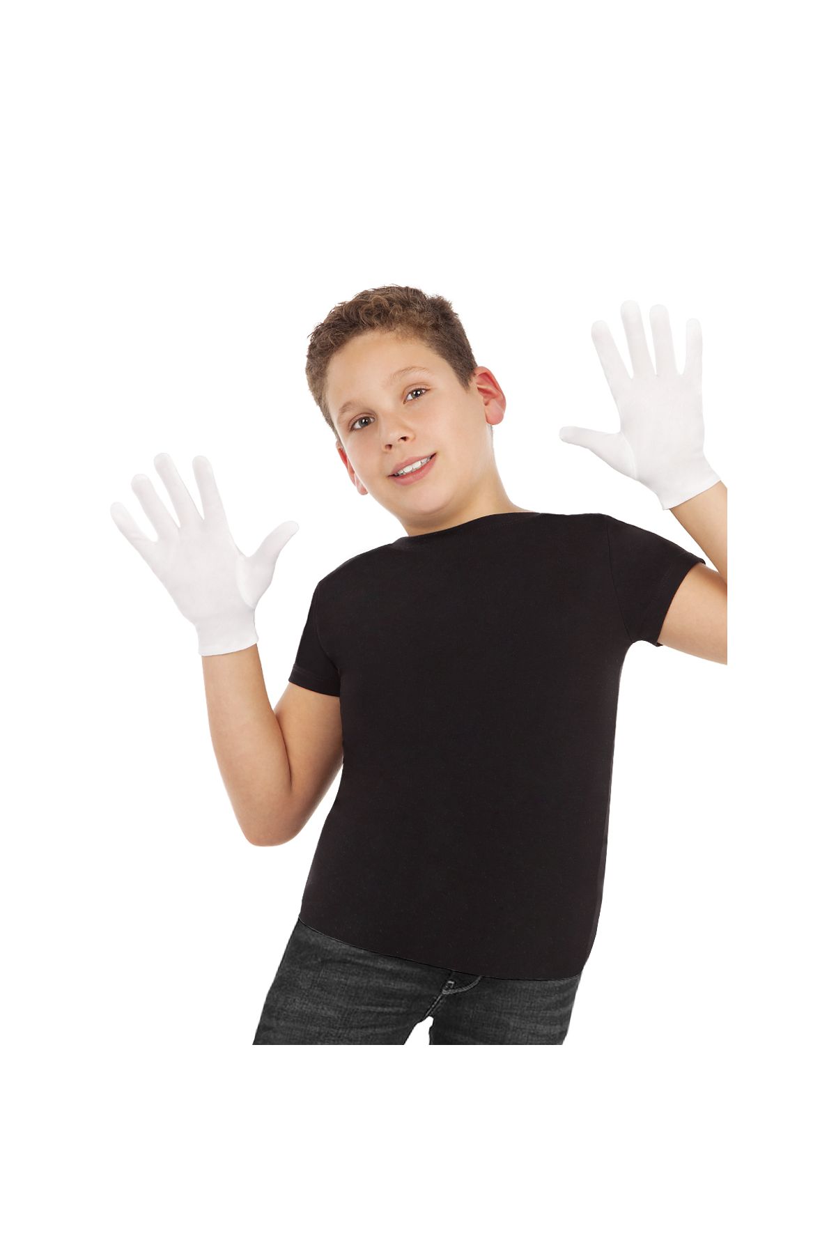 Beyaz Renk Çocuk Boy Likralı Pandomim Eldiveni