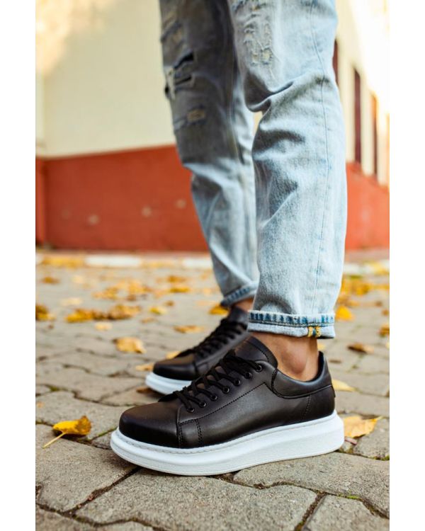 Yüksek Taban Günlük Ayakkabı  Siyah (Beyaz Taban)