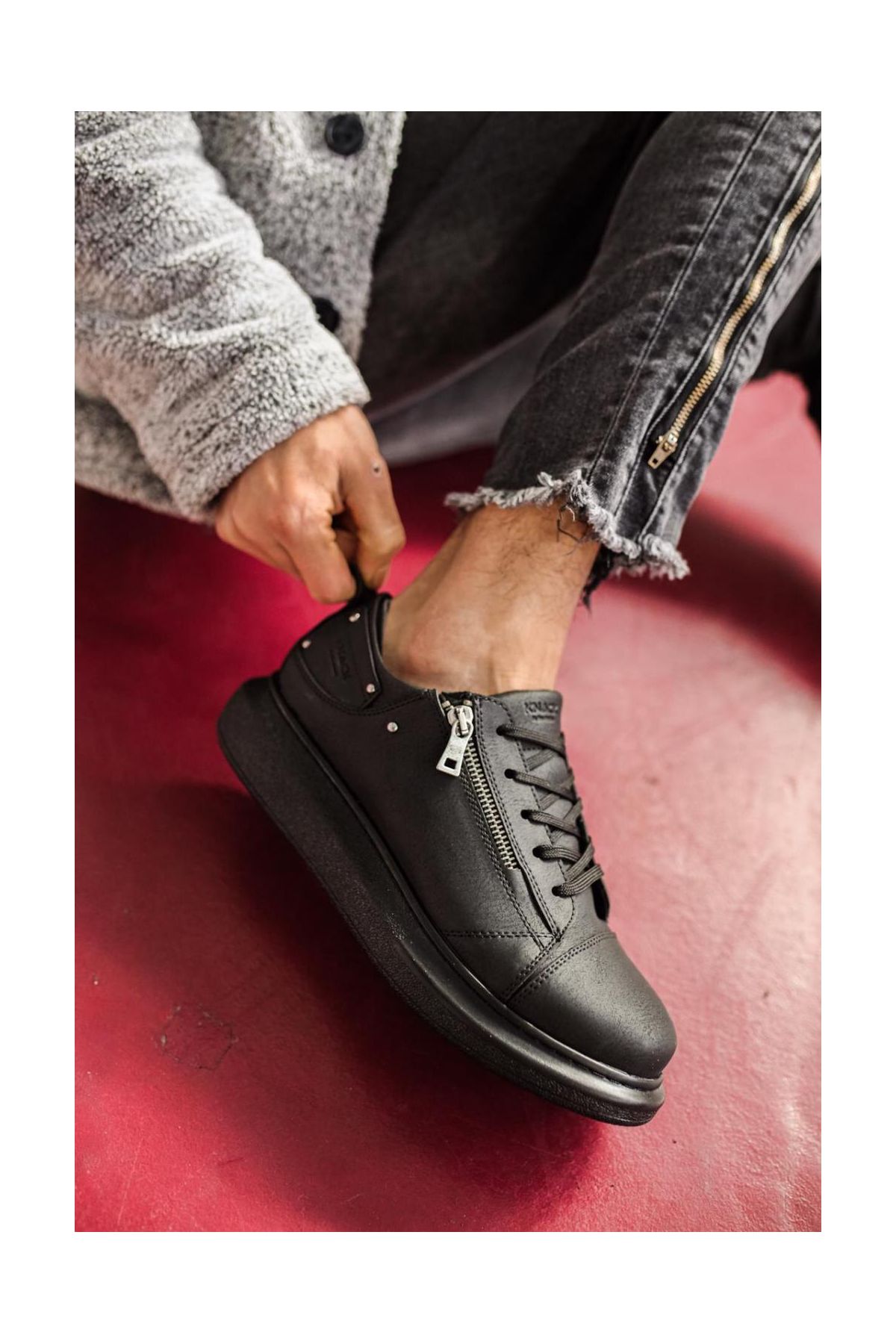 Yüksek Taban Günlük Ayakkabı  Siyah (Siyah Taban)