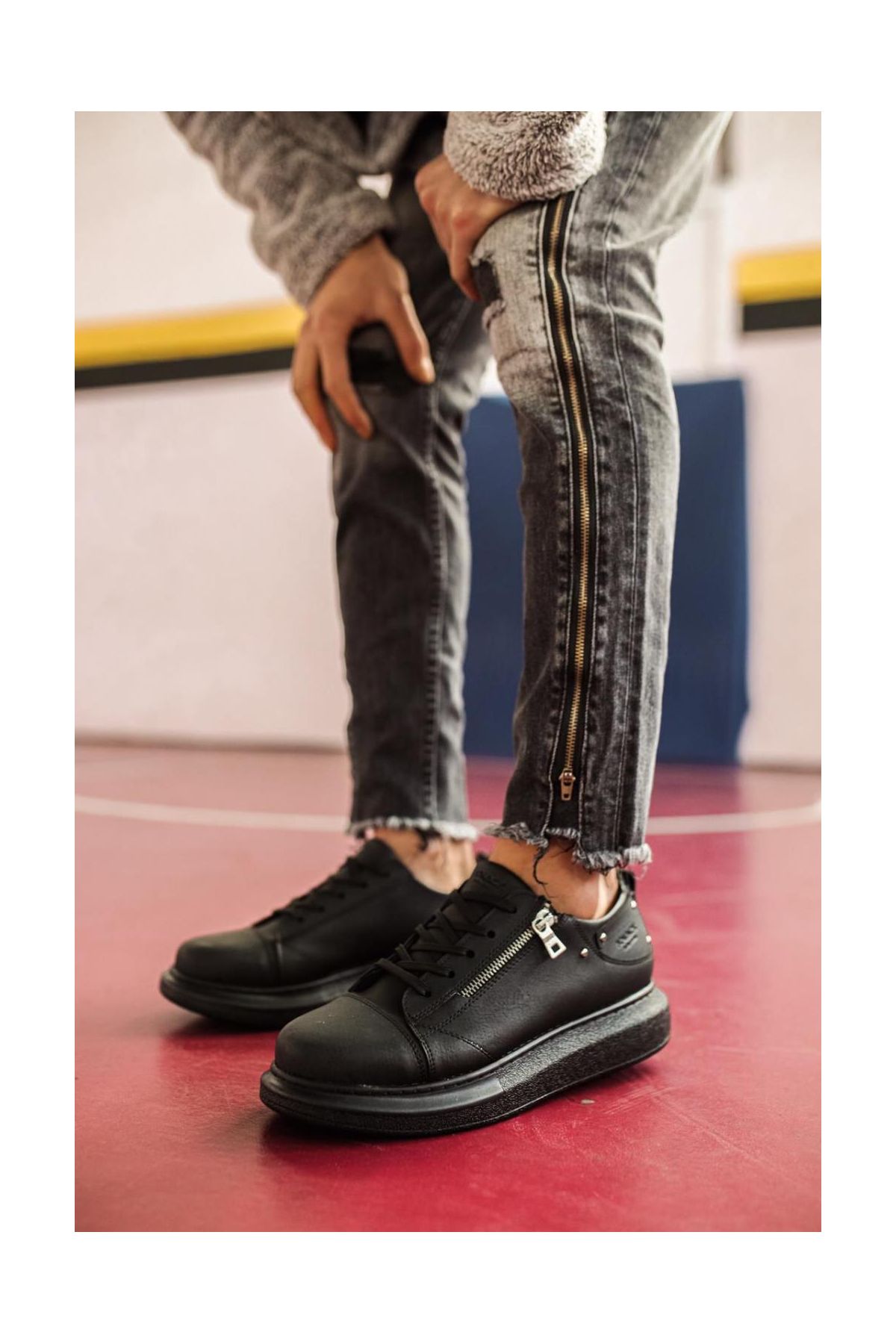 Yüksek Taban Günlük Ayakkabı  Siyah (Siyah Taban)