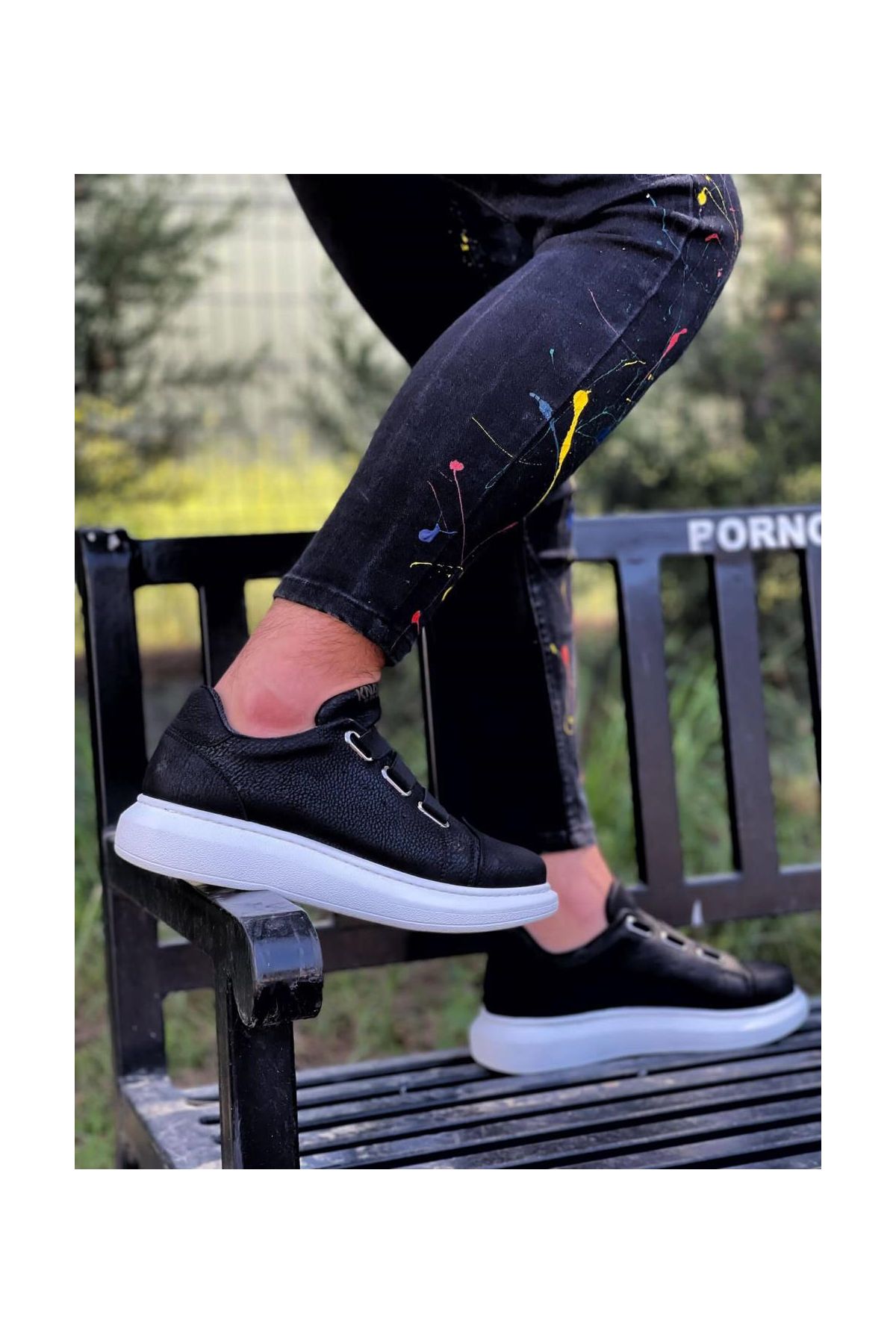 Sneakers Ayakkabı  Siyah (Beyaz Taban)