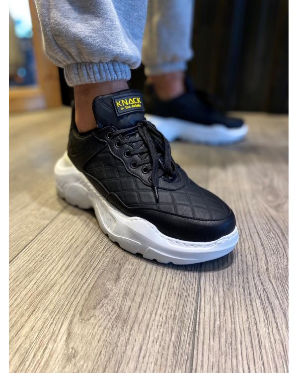 Yüksek Taban Günlük Ayakkabı N Kapitone Siyah (Beyaz Taban)