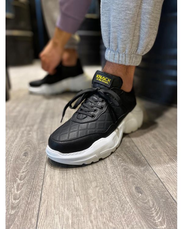 Yüksek Taban Günlük Ayakkabı N Kapitone Siyah (Beyaz Taban)