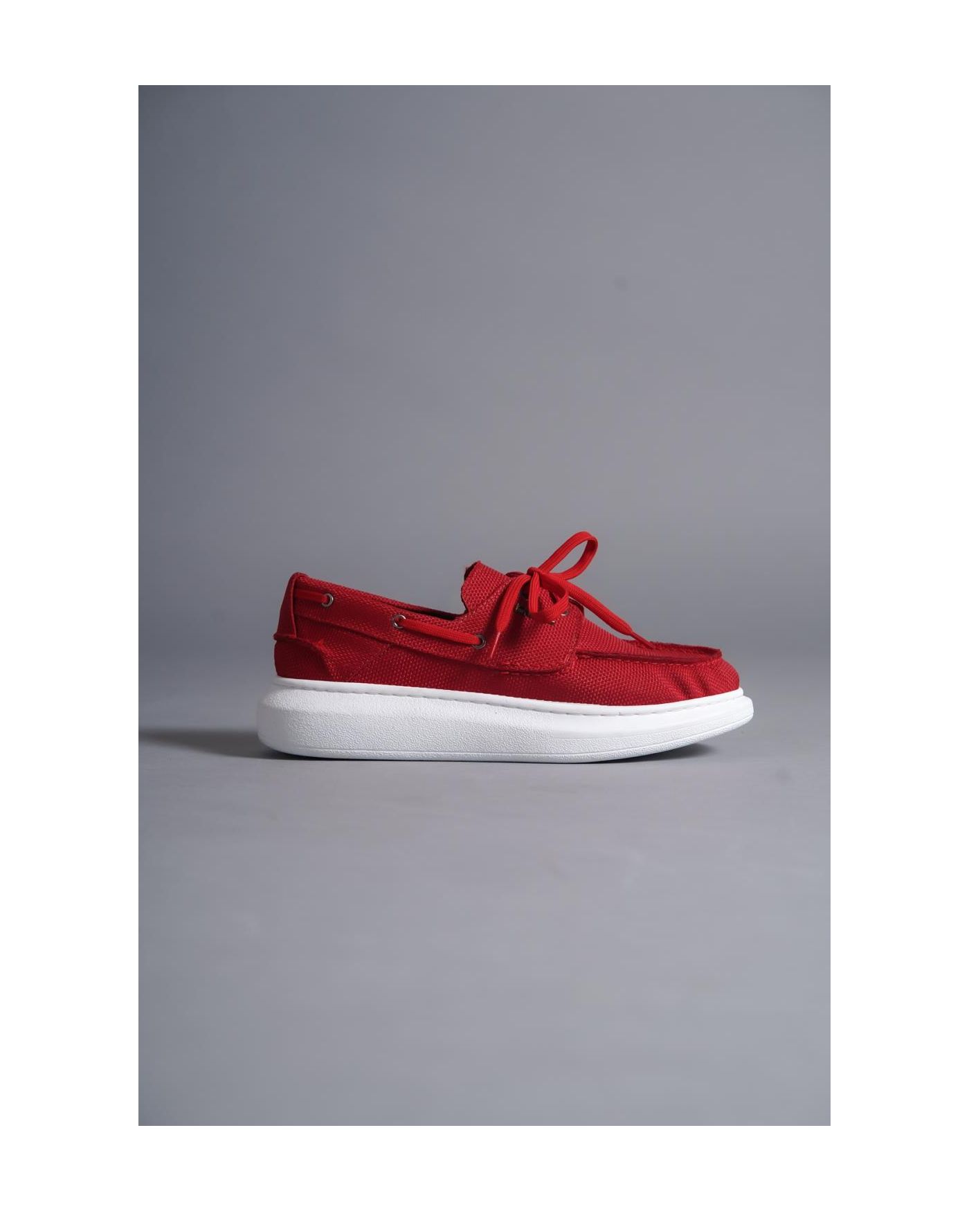 Yüksek Taban Mevsimlik Keten Ayakkabı  Kırmızı